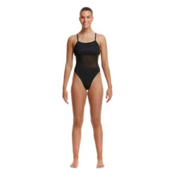 FUNKITA Maillot De Bain Femme Banded Mesh Up Still Black