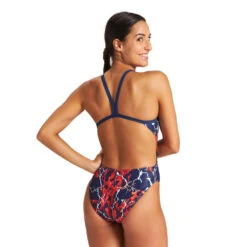 Arena Maillot De Bain Femme Earth Texture Navy Red Multi Challenge Back -Boutique Natation maillot de bain femme earth texture navy red multi challenge back 1