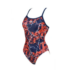 Arena Maillot De Bain Femme Earth Texture Navy Red Multi Challenge Back -Boutique Natation maillot de bain femme earth texture navy red multi challenge back 3