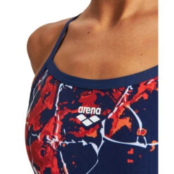 Arena Maillot De Bain Femme Earth Texture Navy Red Multi Challenge Back -Boutique Natation maillot de bain femme earth texture navy red multi challenge back 5