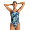 Arena Maillot De Bain Femme Earth Texture Navy Soft Green Multi Challenge Back -Boutique Natation maillot de bain femme earth texture navy soft green multi challenge back copie
