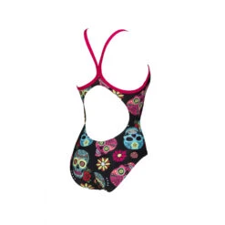 Arena Maillot De Bain Femme Light Drop Crazy Skulls Carnival Black Freak Rose -Boutique Natation maillot de bain femme light drop crazy skulls carnival black freak rose 4