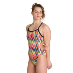 Arena Maillot De Bain Femme Speed Stripes Black Multi Orange -Boutique Natation maillot de bain femme speed stripes black multi orange 2