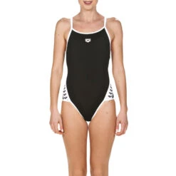 Arena Maillot De Bain Femme Team Stripe Black White -Boutique Natation maillot de bain femme team stripe black white 4