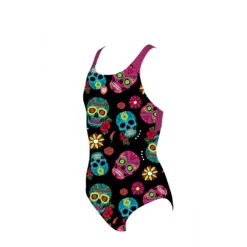 Arena Maillot Fille Crazy Skulls Carnival Freak Rose Black Multi -Boutique Natation maillot fille crazy skulls carnival freak rose black multi 3